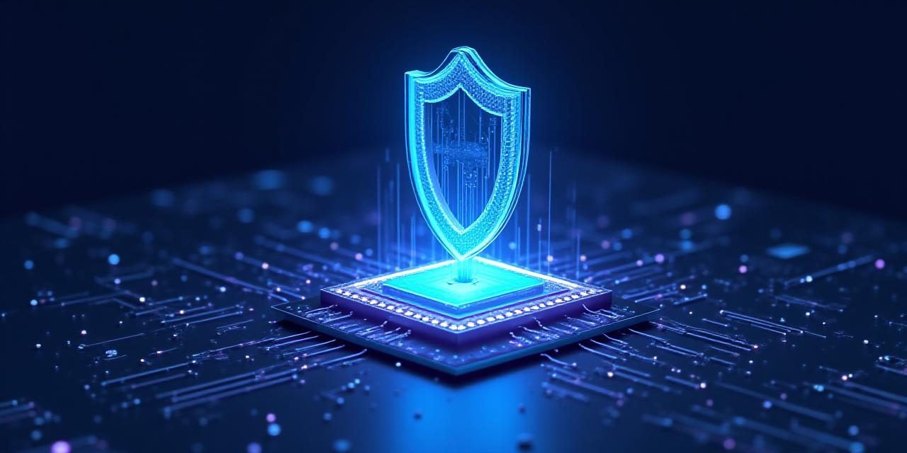 Abstract visualization of secure data flowing into a neural network icon