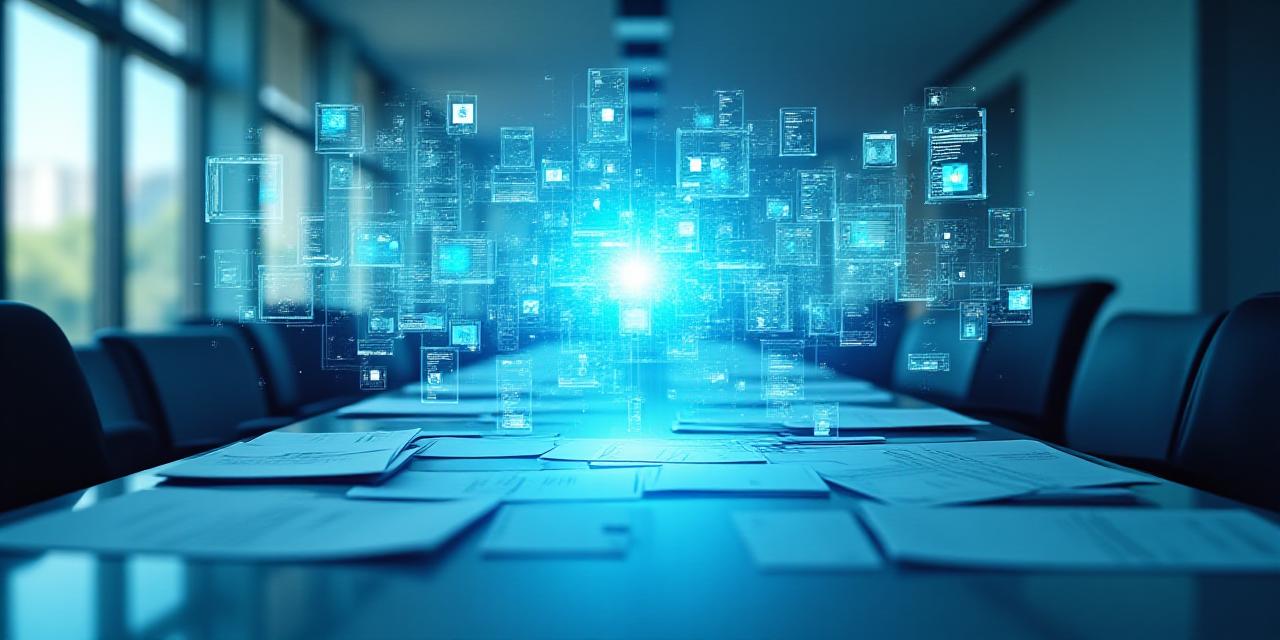 Illustration of digital clutter and workflow friction in a modern office setup